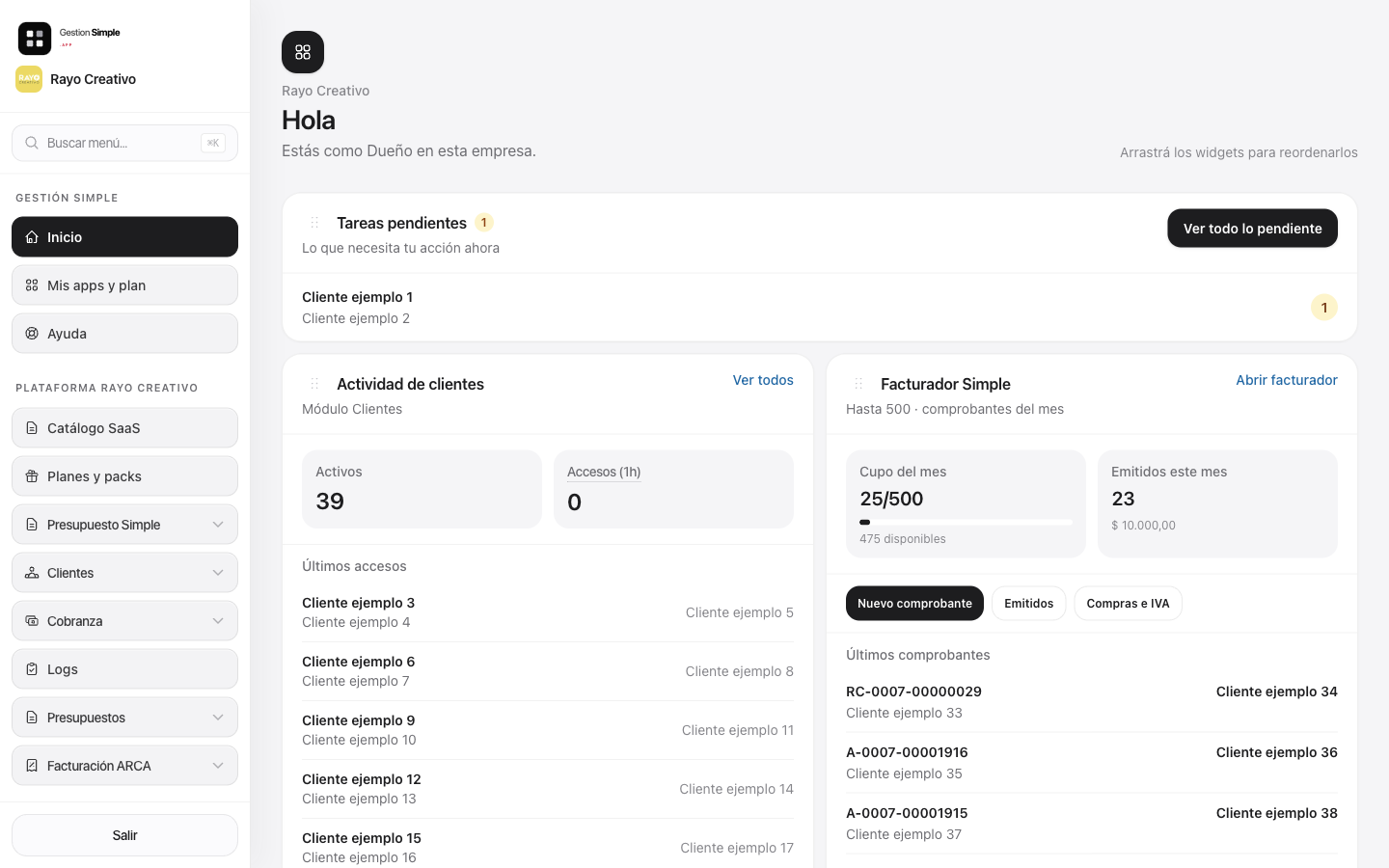 Tablero de Gestion Simple con clientes y tareas