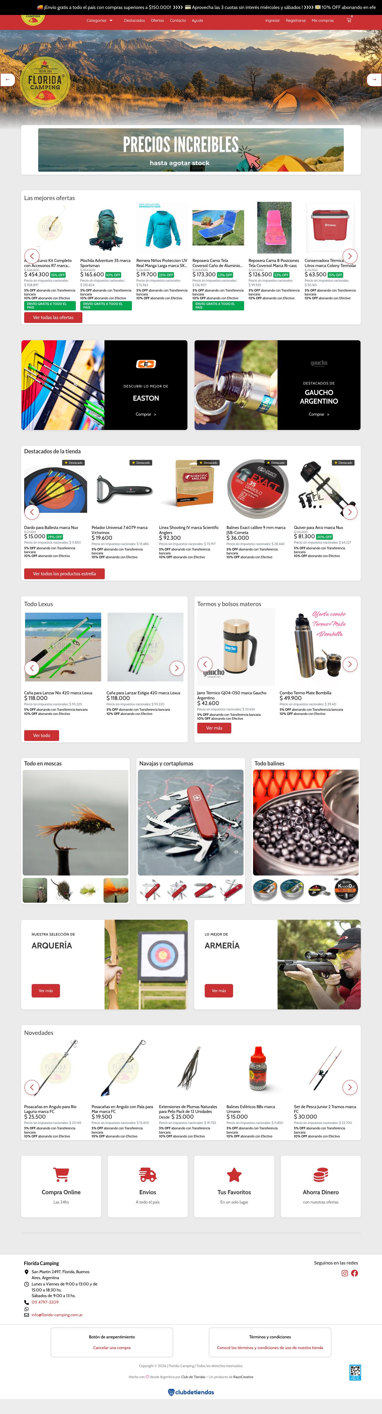 Tienda online de Florida Camping, desarrollada por el estudio